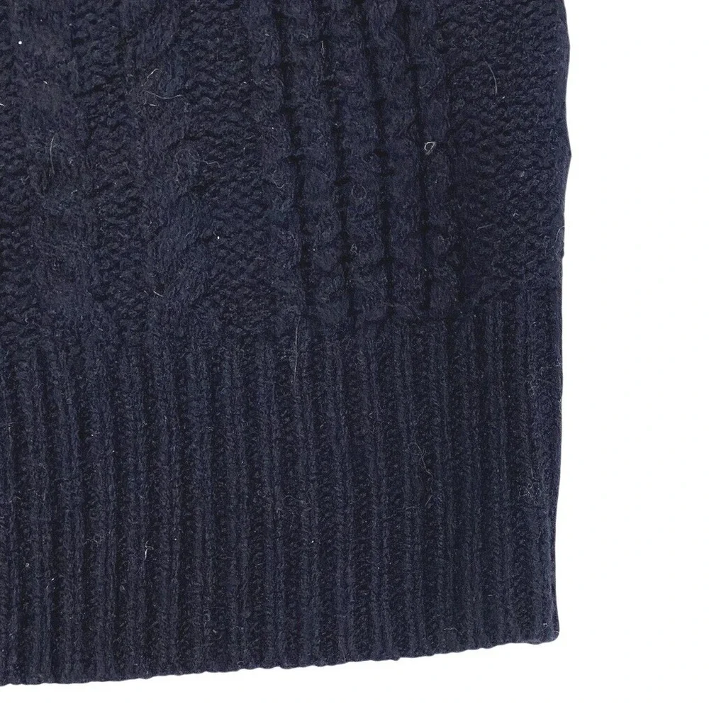 J. Crew Navy Blue Cable Knit Fisherman Sweater 100% Wool Womens Size‎ XXS